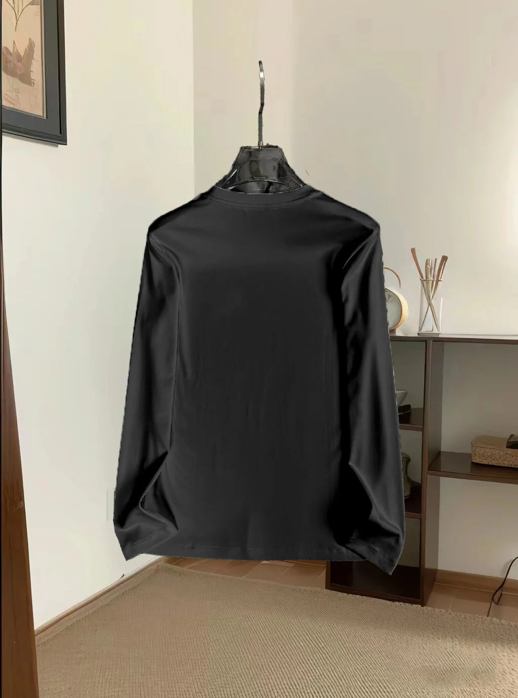New men's pure cotton long-sleeved T-shirt