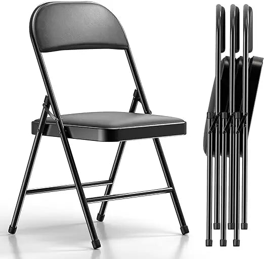 4 Pack Folding Chairs with Padded Cushion and Back
