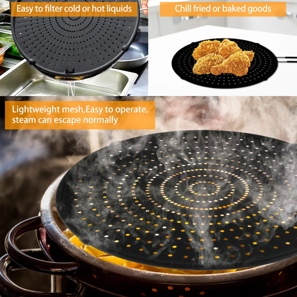 Handle Frying Oil Cooking Cover Kitchen Tools