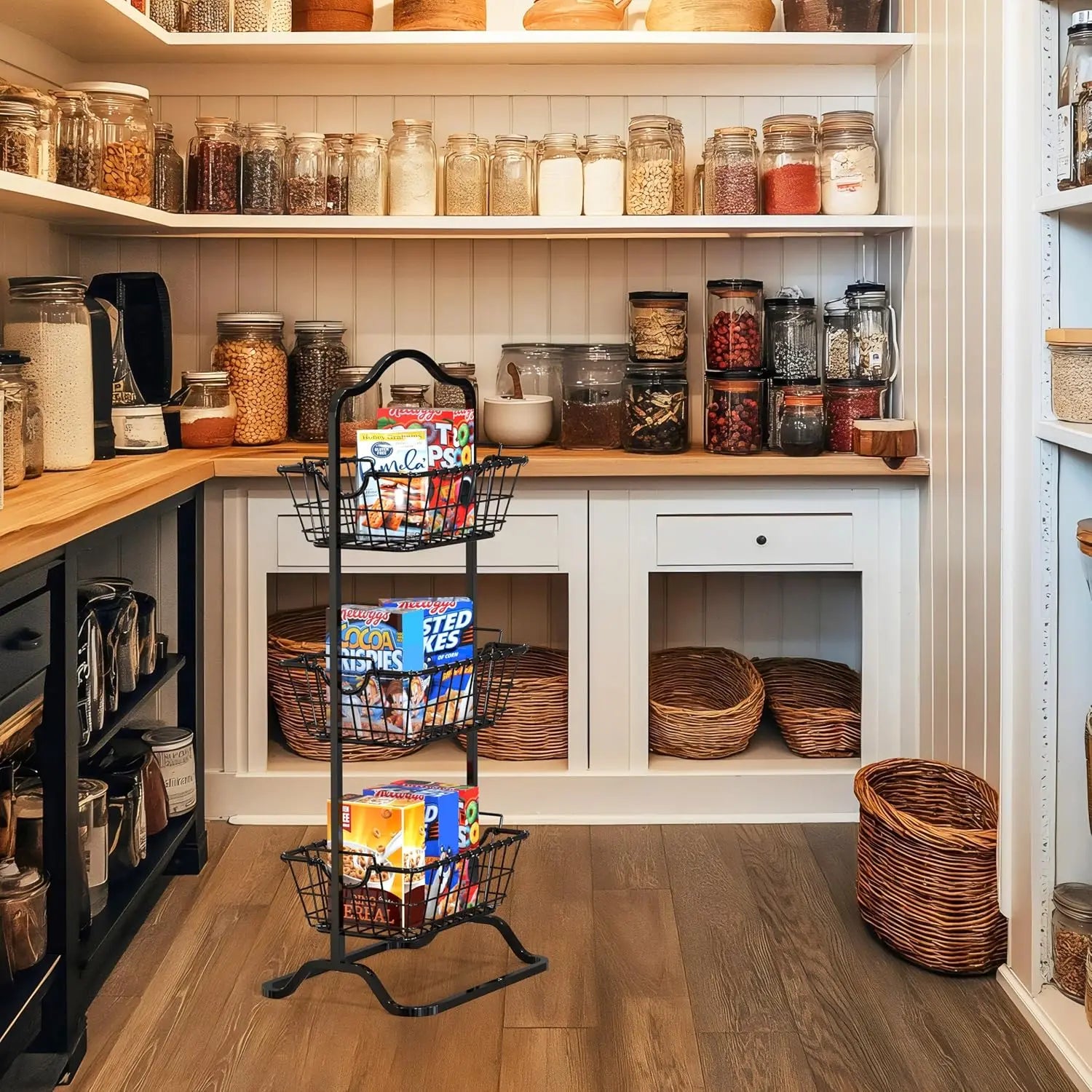 Wire Market Fruit Basket Stand in kitchen