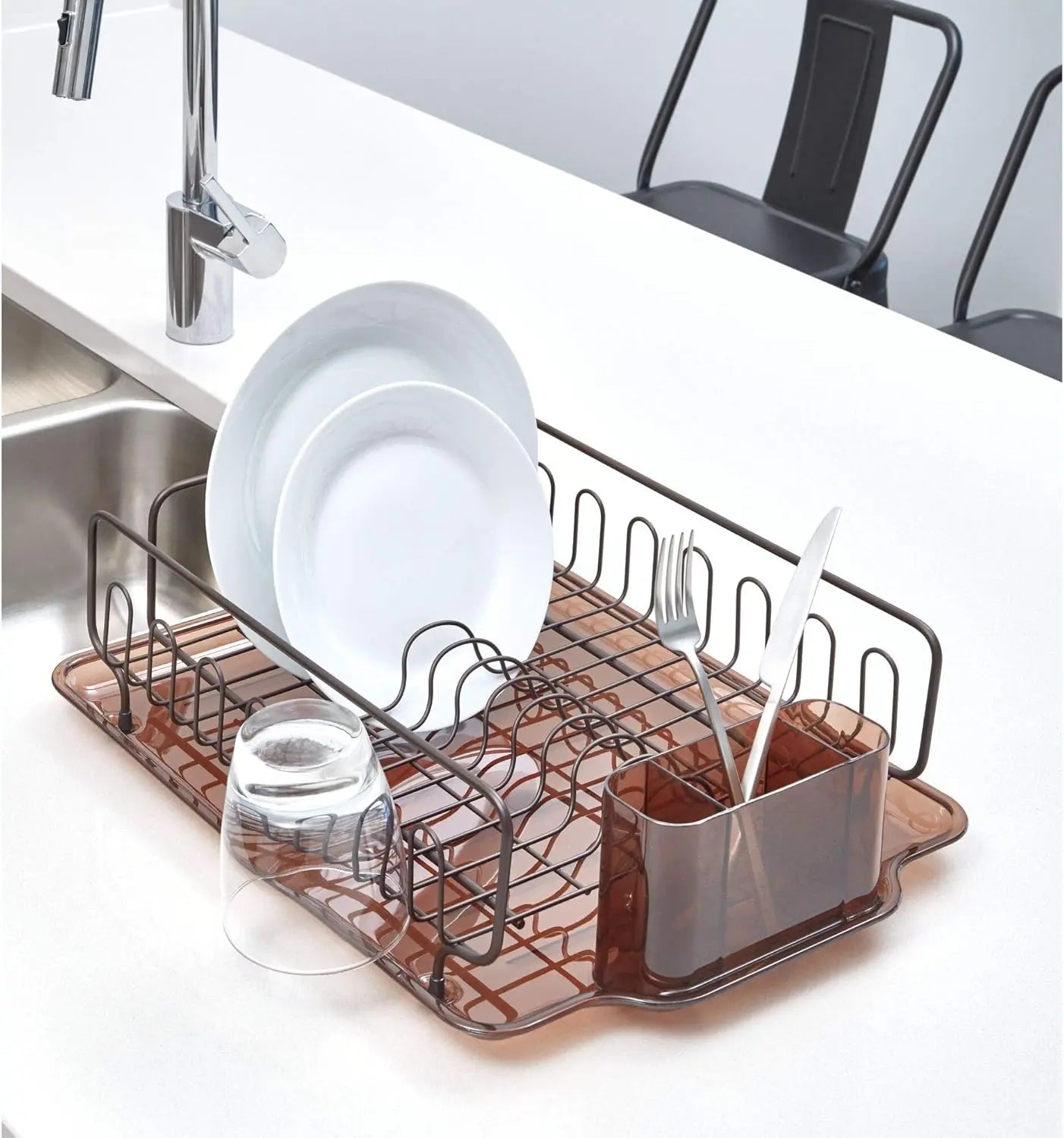 Dish Drainer Plastic Tray Kitchen Drying Rack