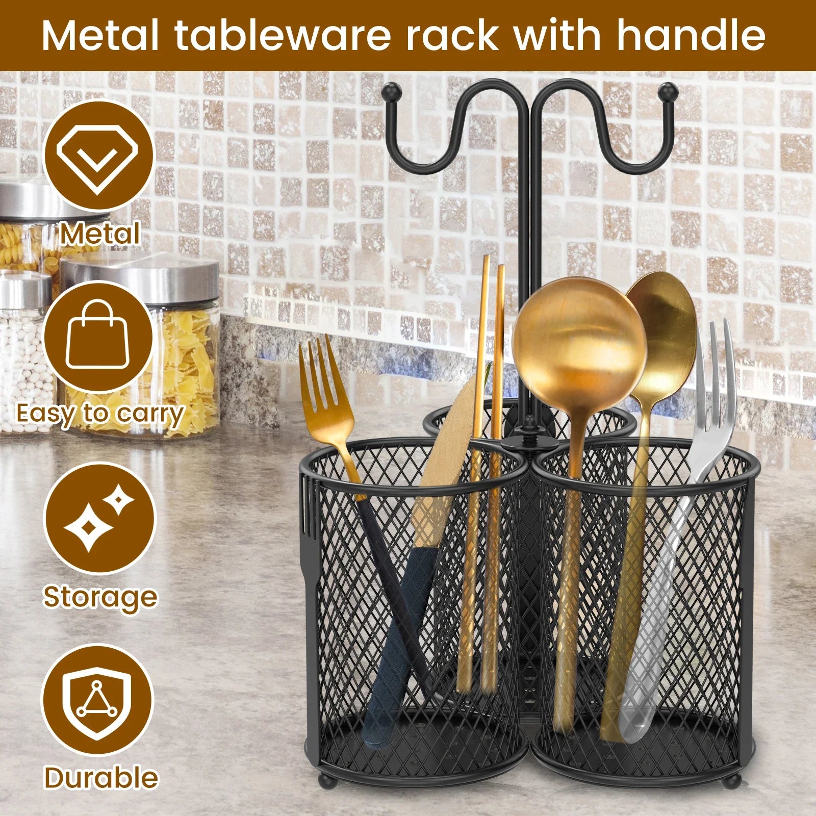 Cutlery Storage Holder Kitchen Countertop Flatware Organizer