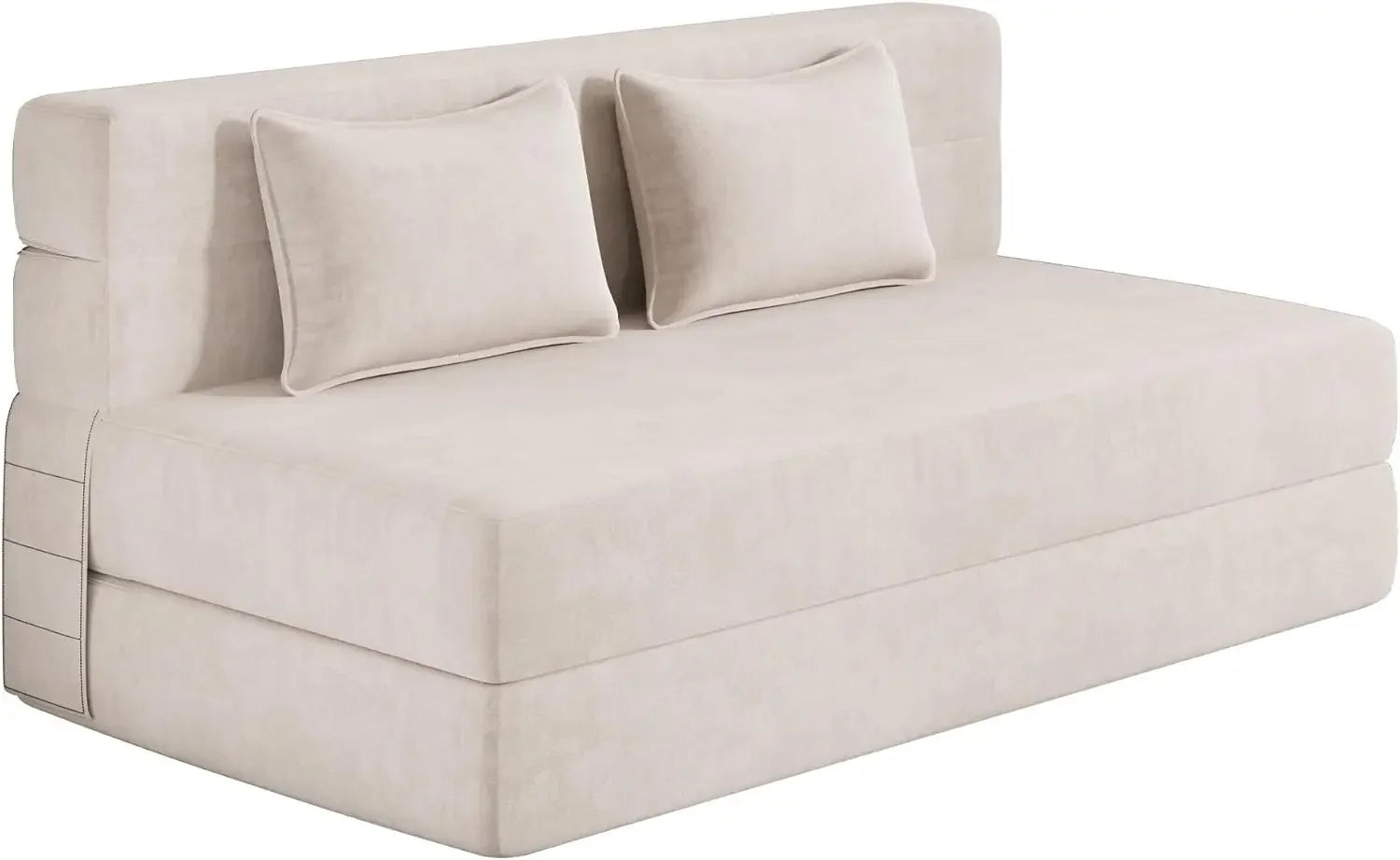 Fold-out sofa bed with 2 pillows