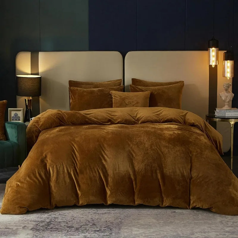 Velvet Burnt Orange Duvet Cover Queen Size