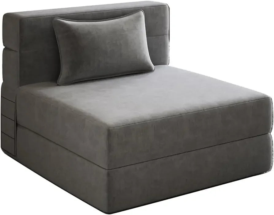 Fold-out sofa bed with 2 pillows
