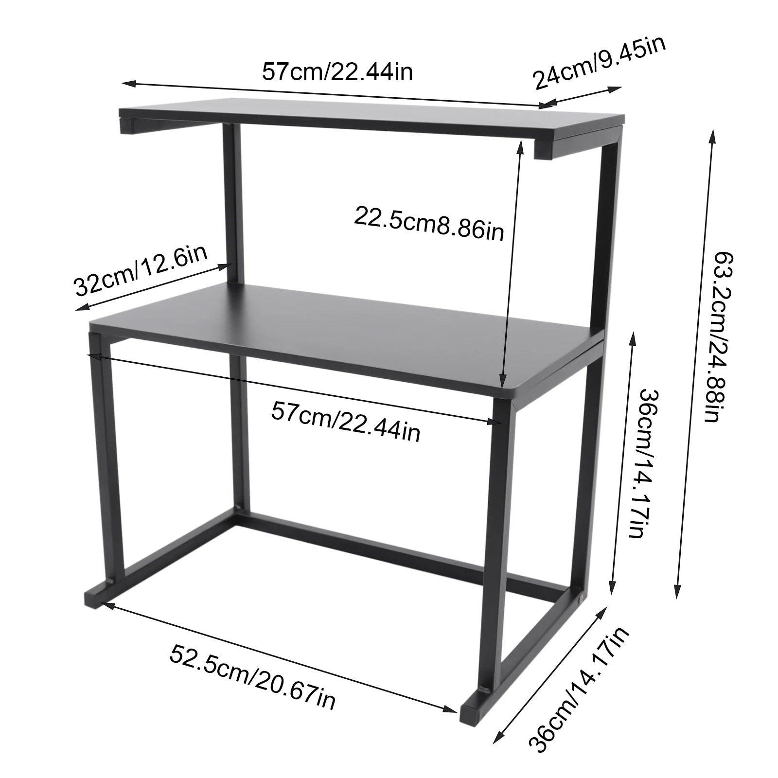 3-Tier Printer Stand Black Large Size Office Organizer