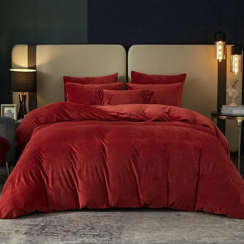 Velvet Burnt Orange Duvet Cover Queen Size