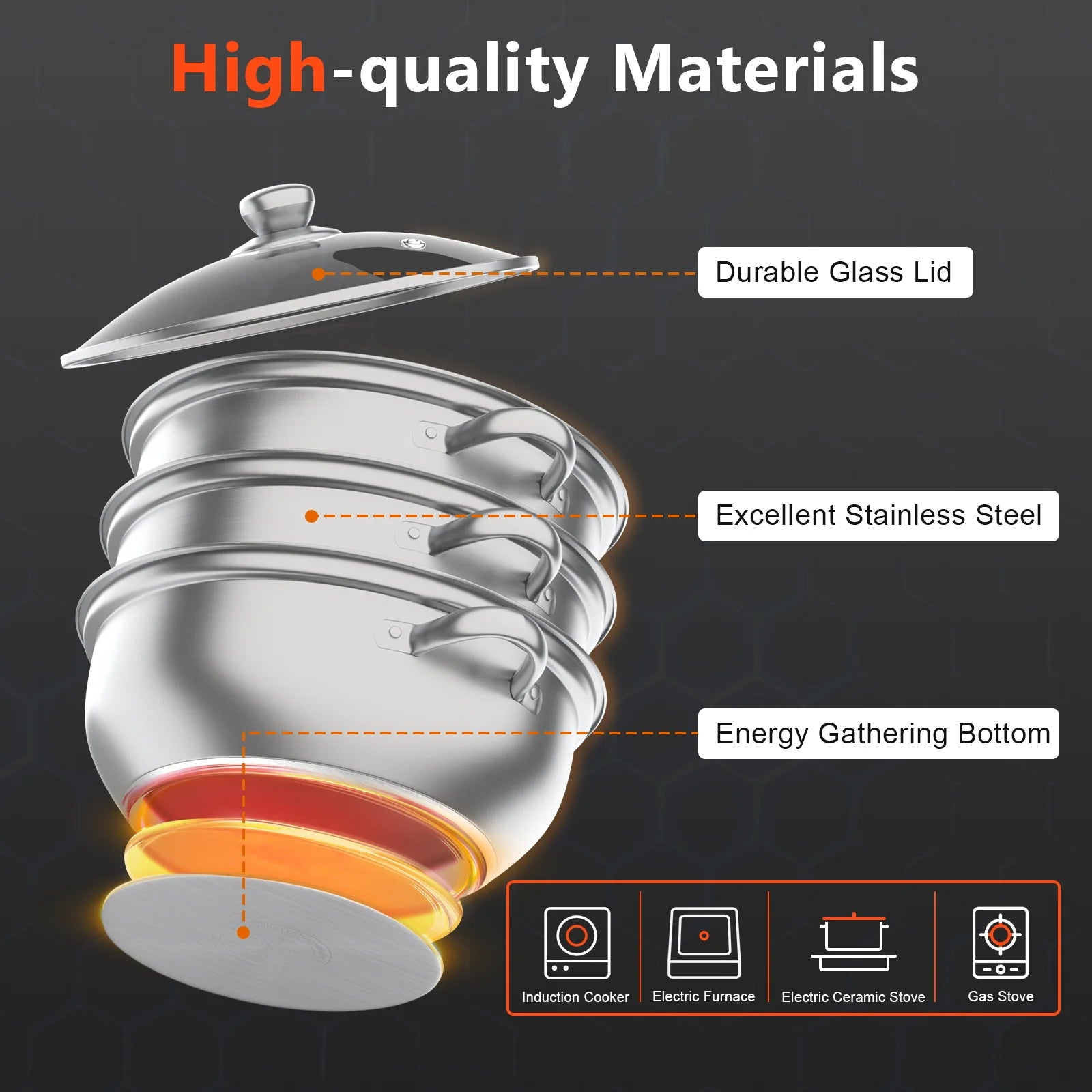 3-Tier Stainless Steel Steamer