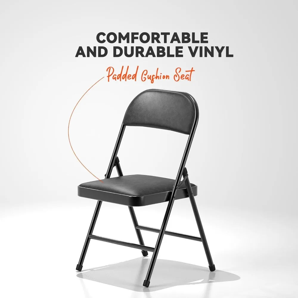 4 Pack Folding Chairs with Padded Cushion and Back