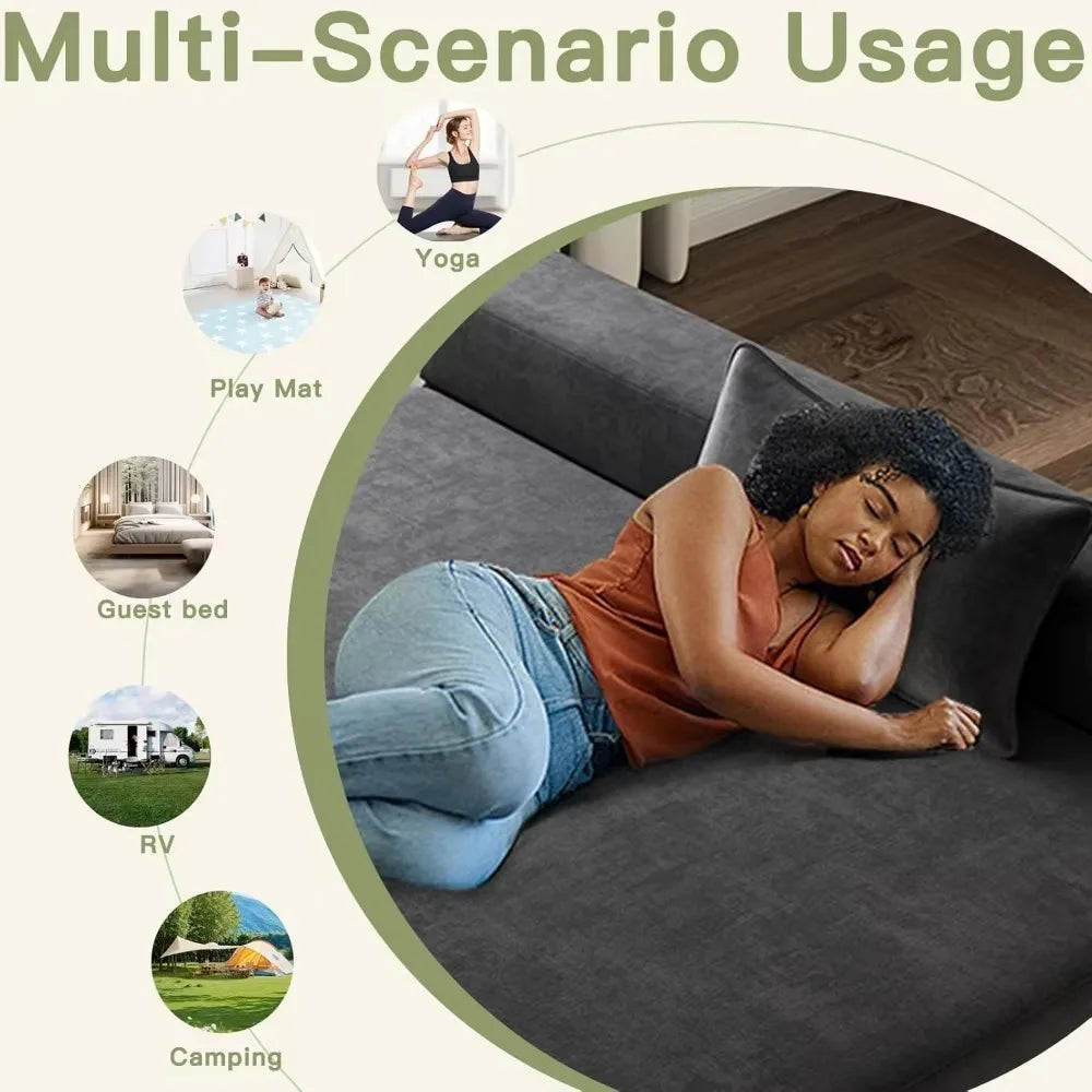 Fold-out sofa bed with 2 pillows