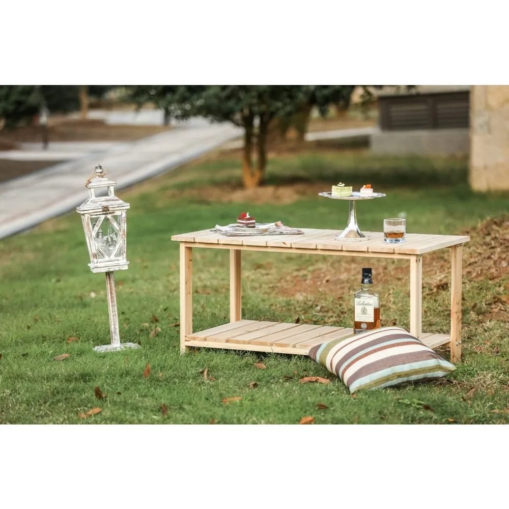 Outdoor Coffee Table Natural Wood Patio Furniture