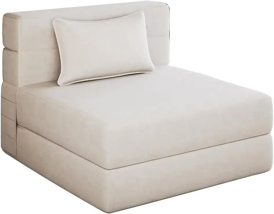 Fold-out sofa bed with 2 pillows