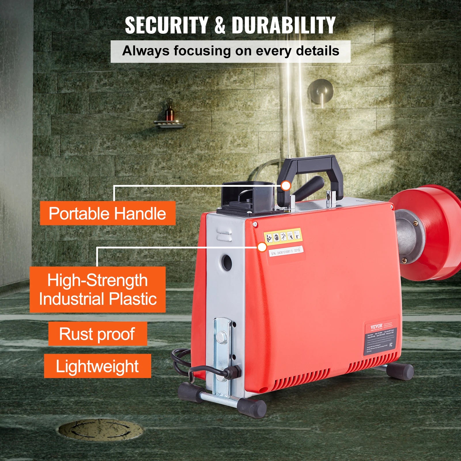 VEVOR Drain Cleaner Machine 250W Electric Sewer
