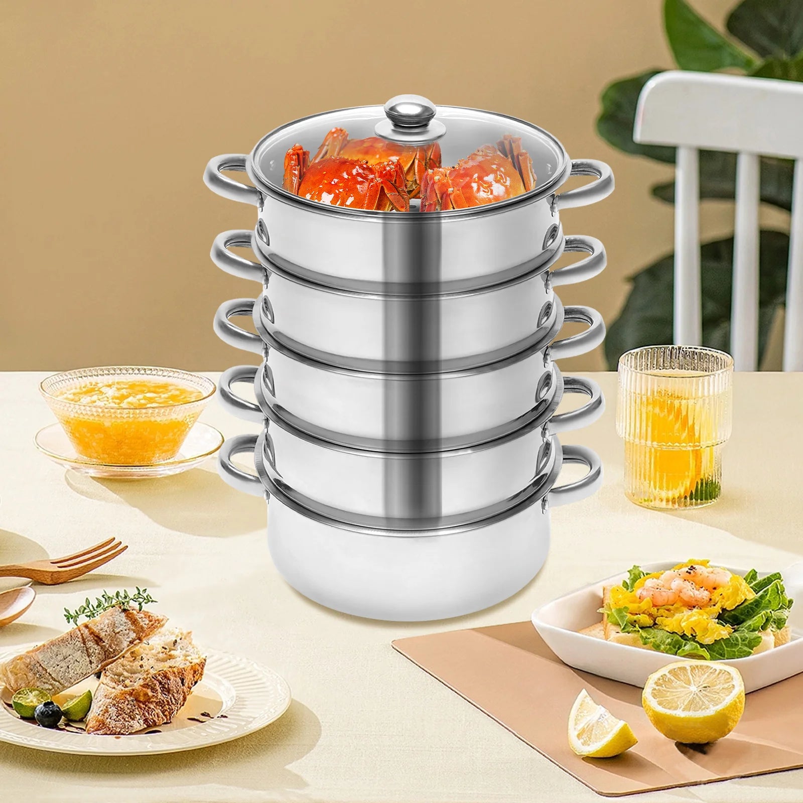 Multi-Function 5-Layer Stainless Steel Steamer for Cooking
