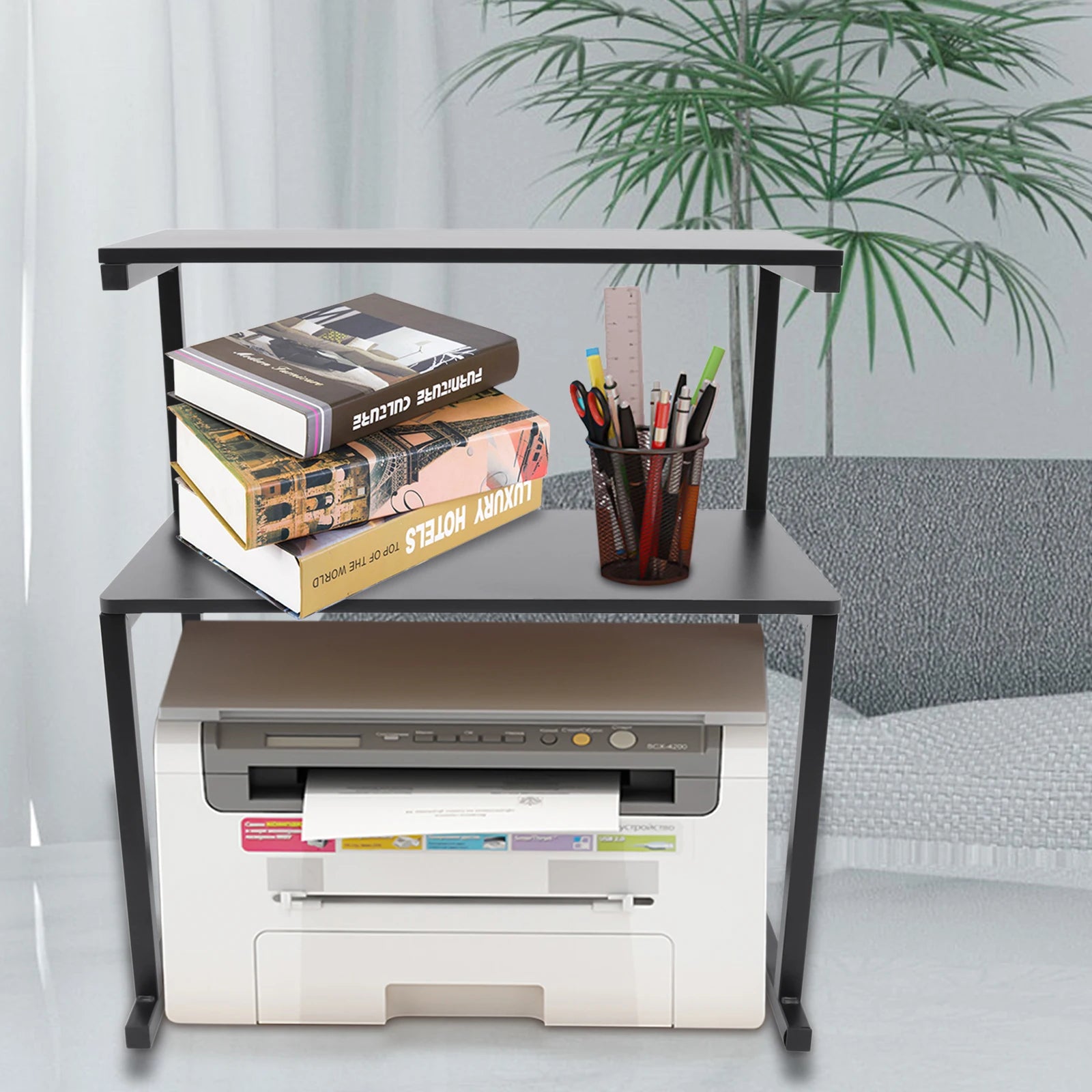 3-Tier Printer Stand Black Large Size Office Organizer