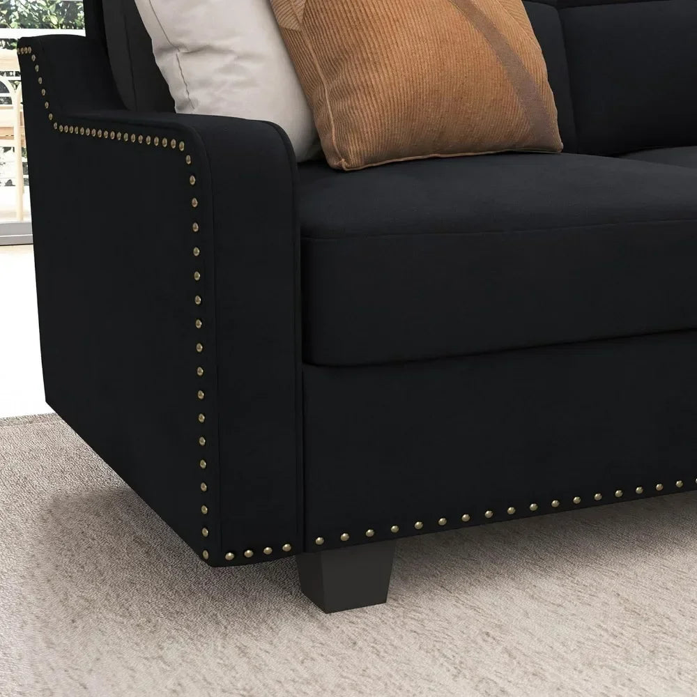 Living Room Convertible Sectional Sofa, L Shaped