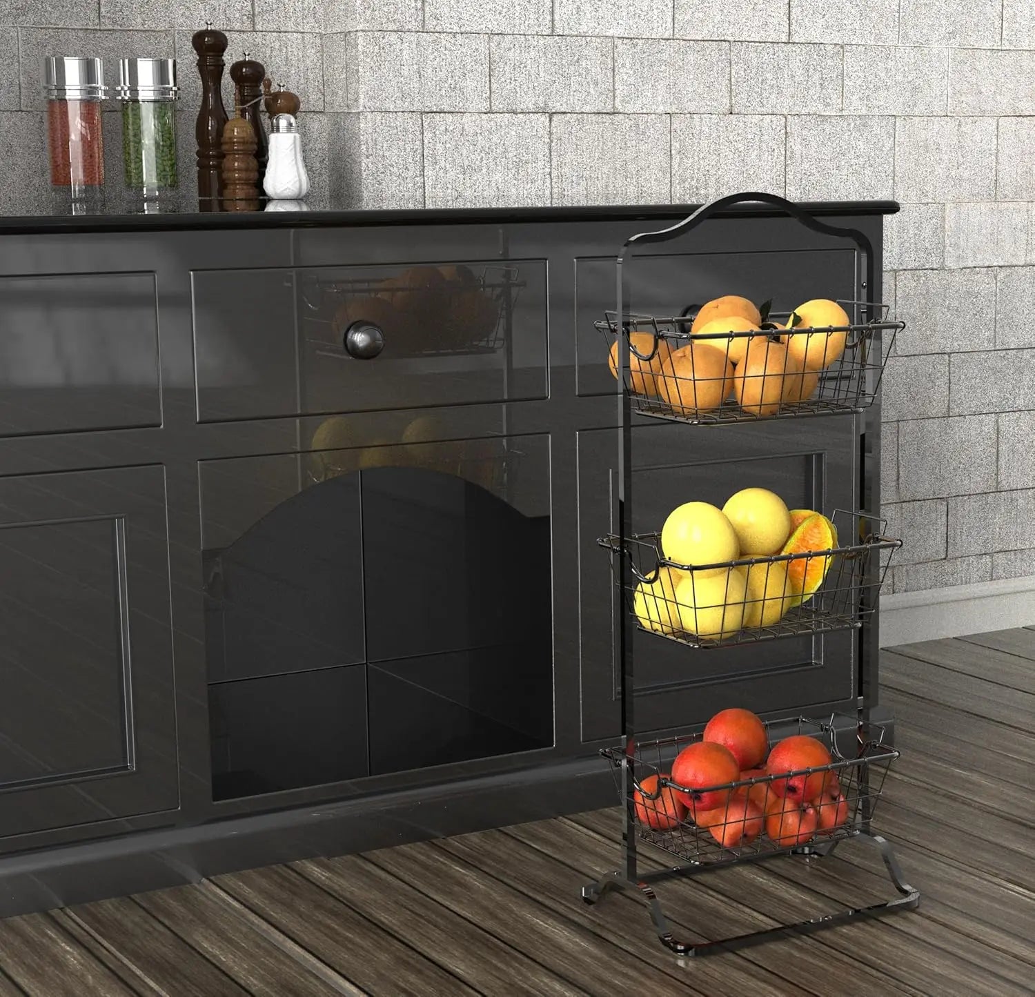 Wire Market Fruit Basket Stand in kitchen