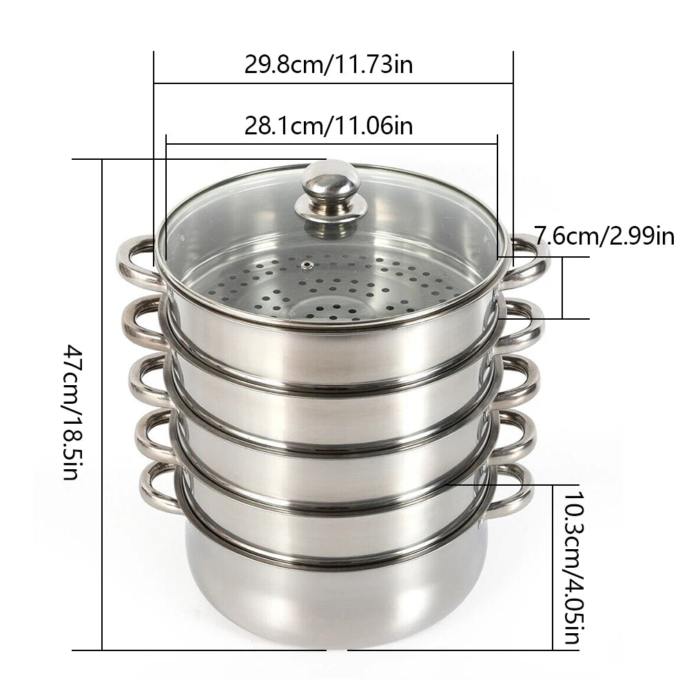 Multi-Function 5-Layer Stainless Steel Steamer for Cooking