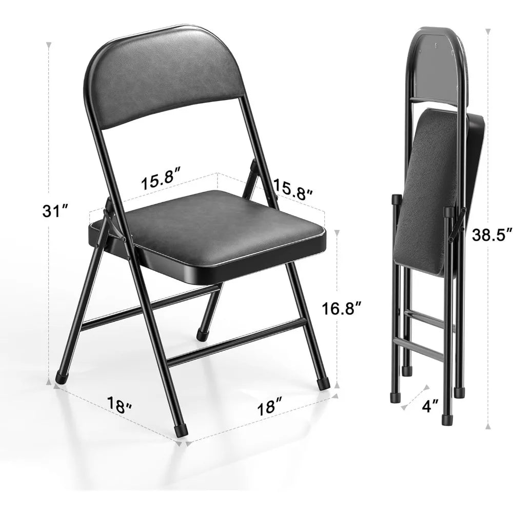4 Pack Folding Chairs with Padded Cushion and Back