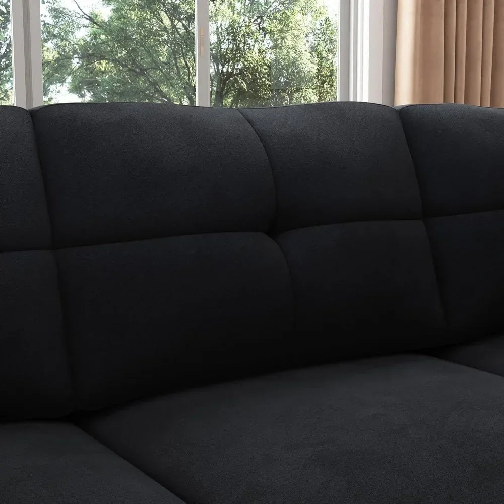 Living Room Convertible Sectional Sofa, L Shaped