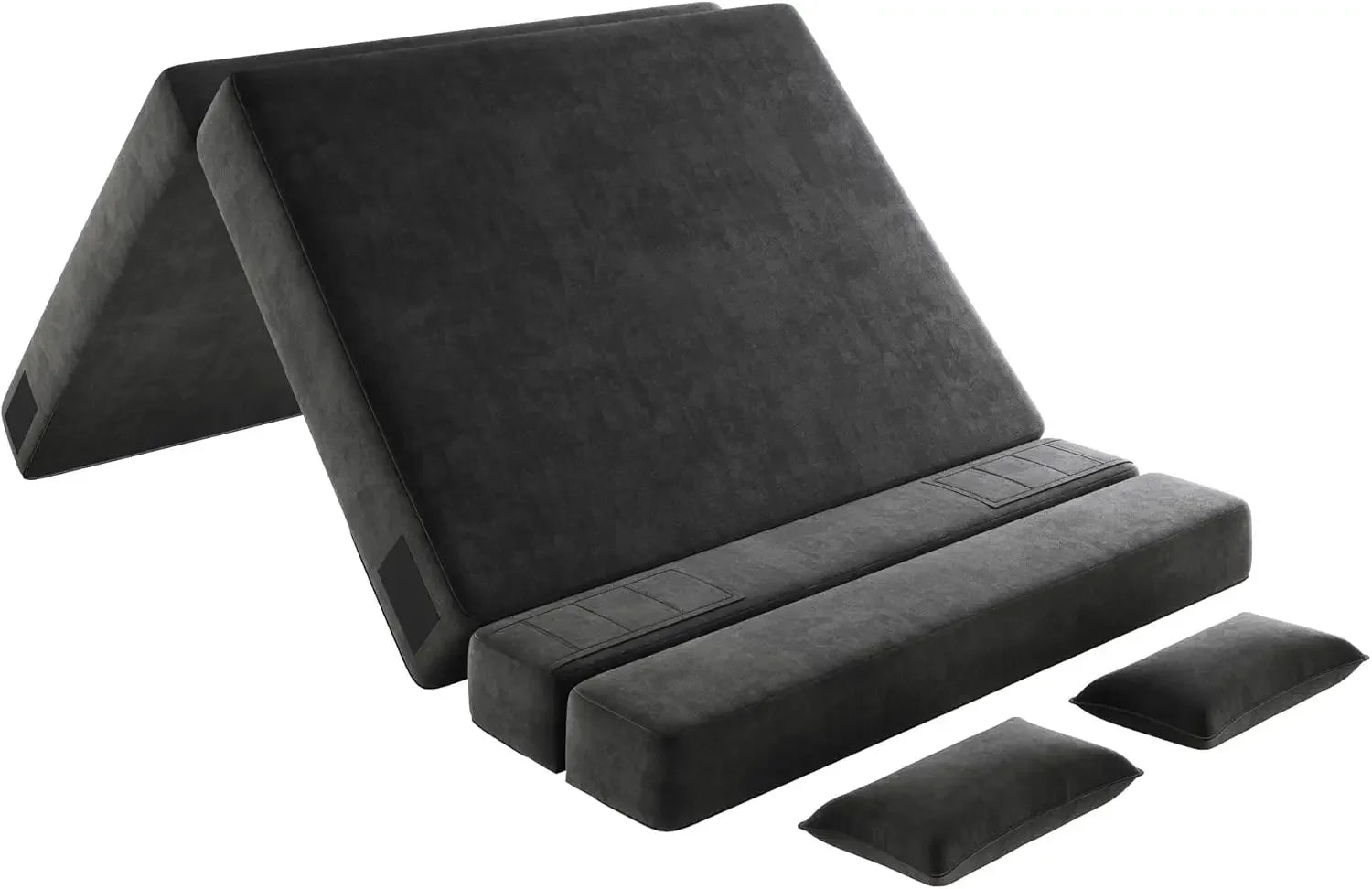 Fold-out sofa bed with 2 pillows