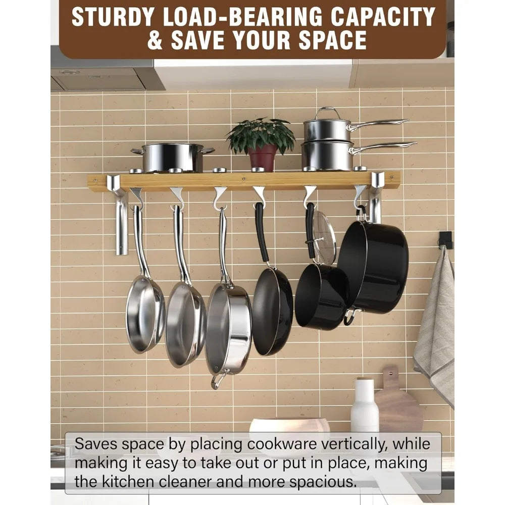 Standard Wall Mounted Wooden Pot Rack Seasoning Holder