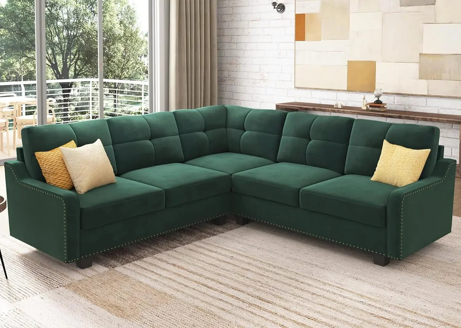 Living Room Convertible Sectional Sofa, L Shaped