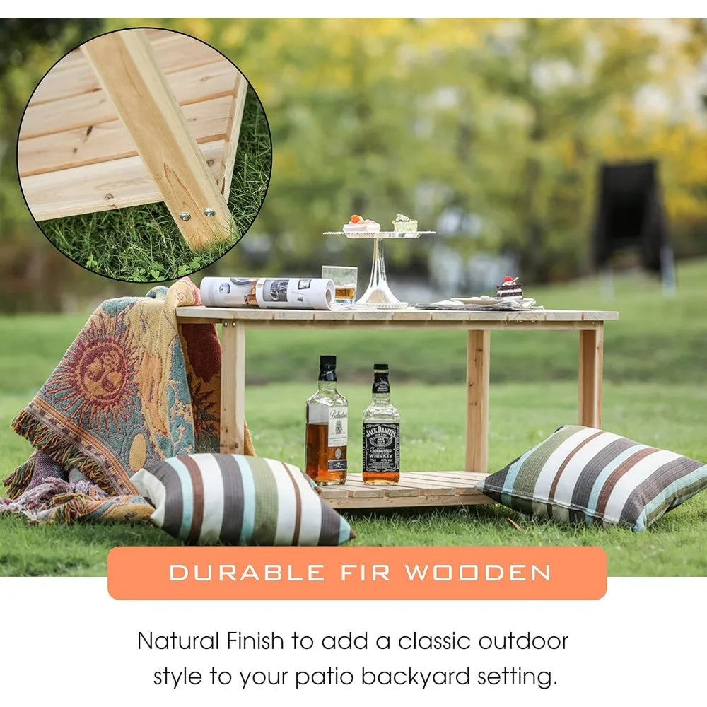 Outdoor Coffee Table Natural Wood Patio Furniture