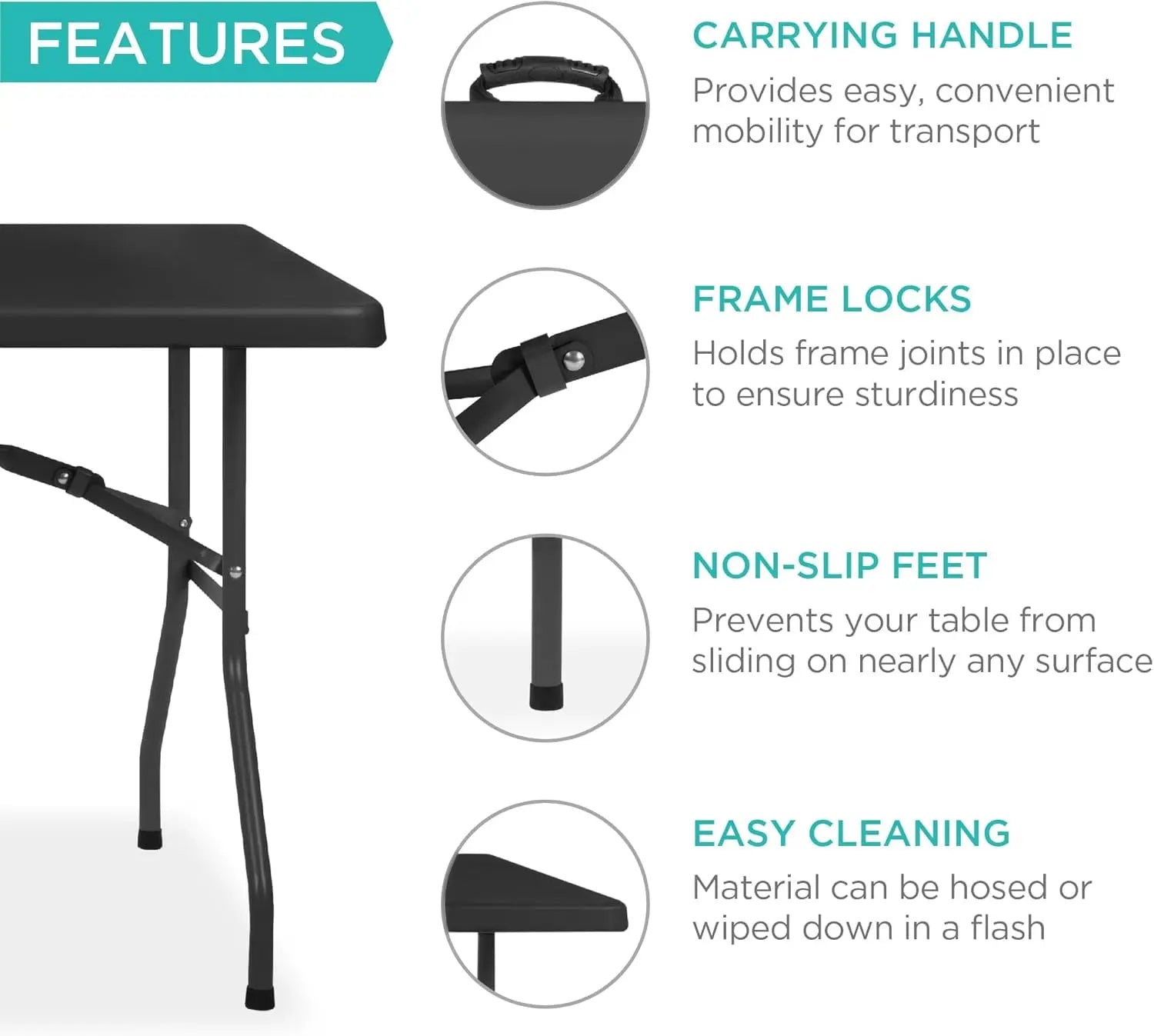 6ft Plastic Folding Table