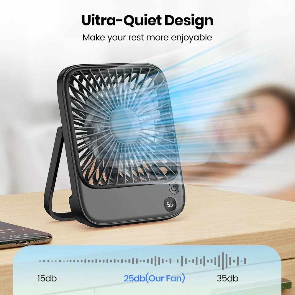 Desktop Fan Silent Thin Personal Fan with Power