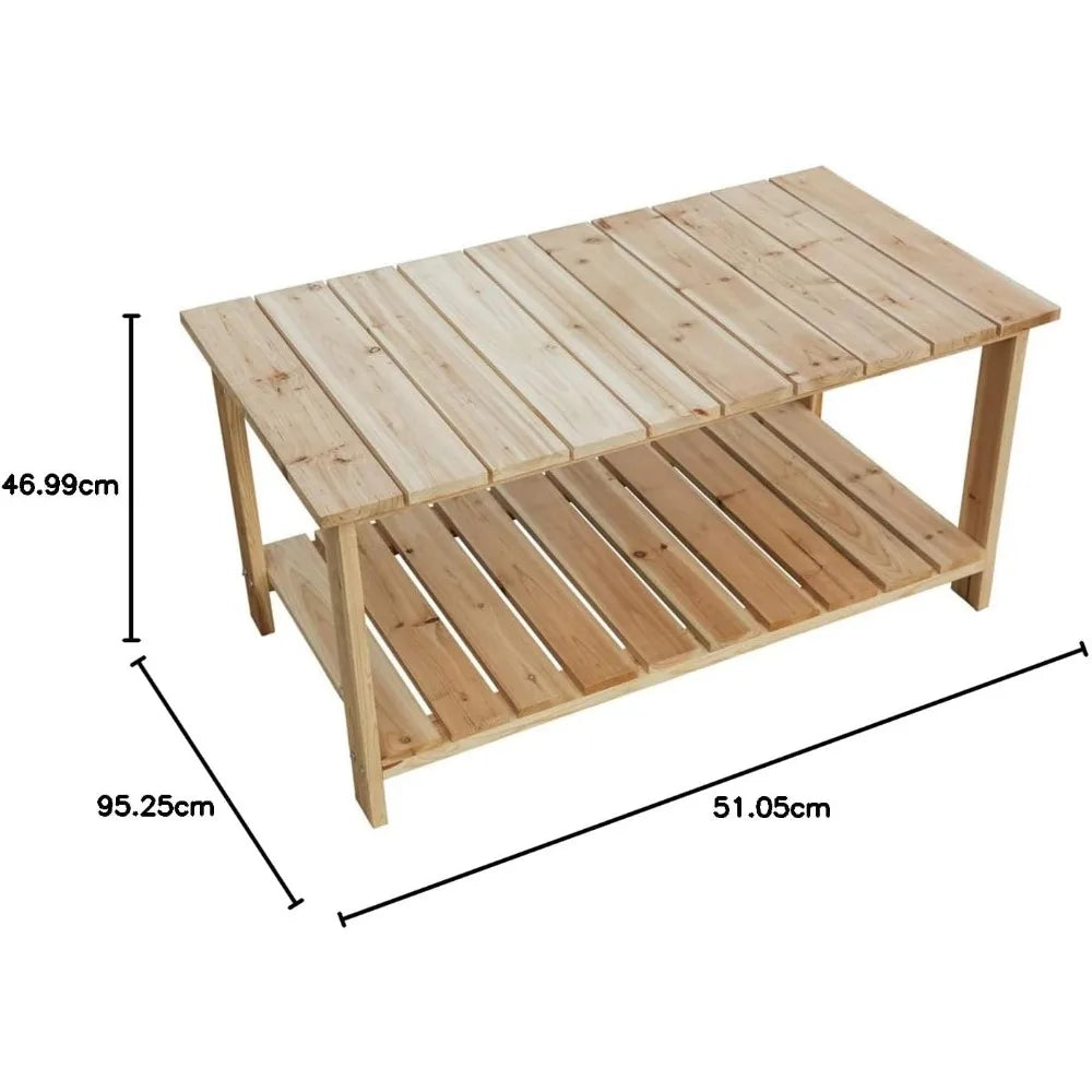 Outdoor Coffee Table Natural Wood Patio Furniture