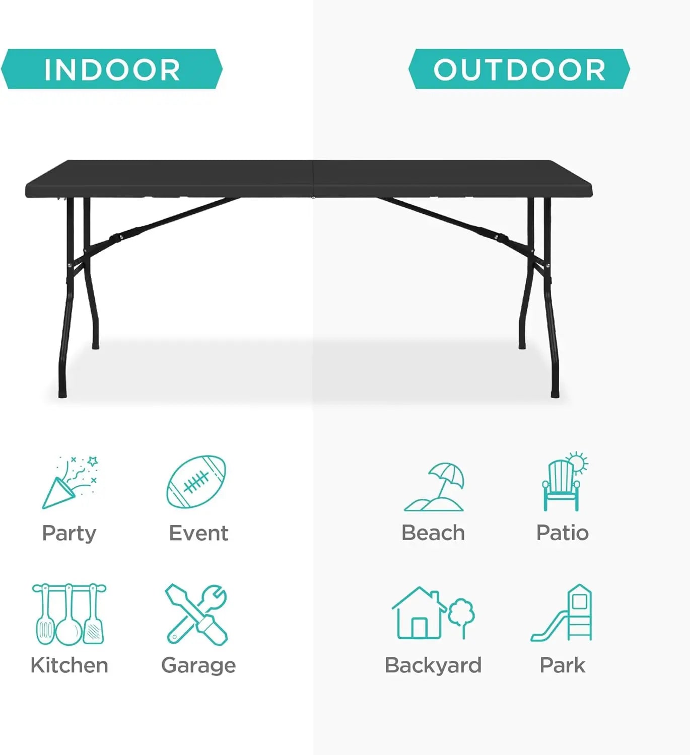 6ft Plastic Folding Table