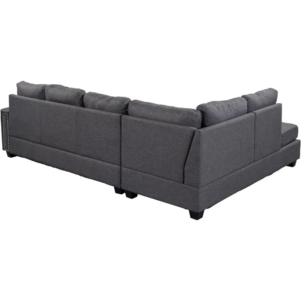 L Shape Modular Storage Ottoman & Chaise, Comfy Sofa