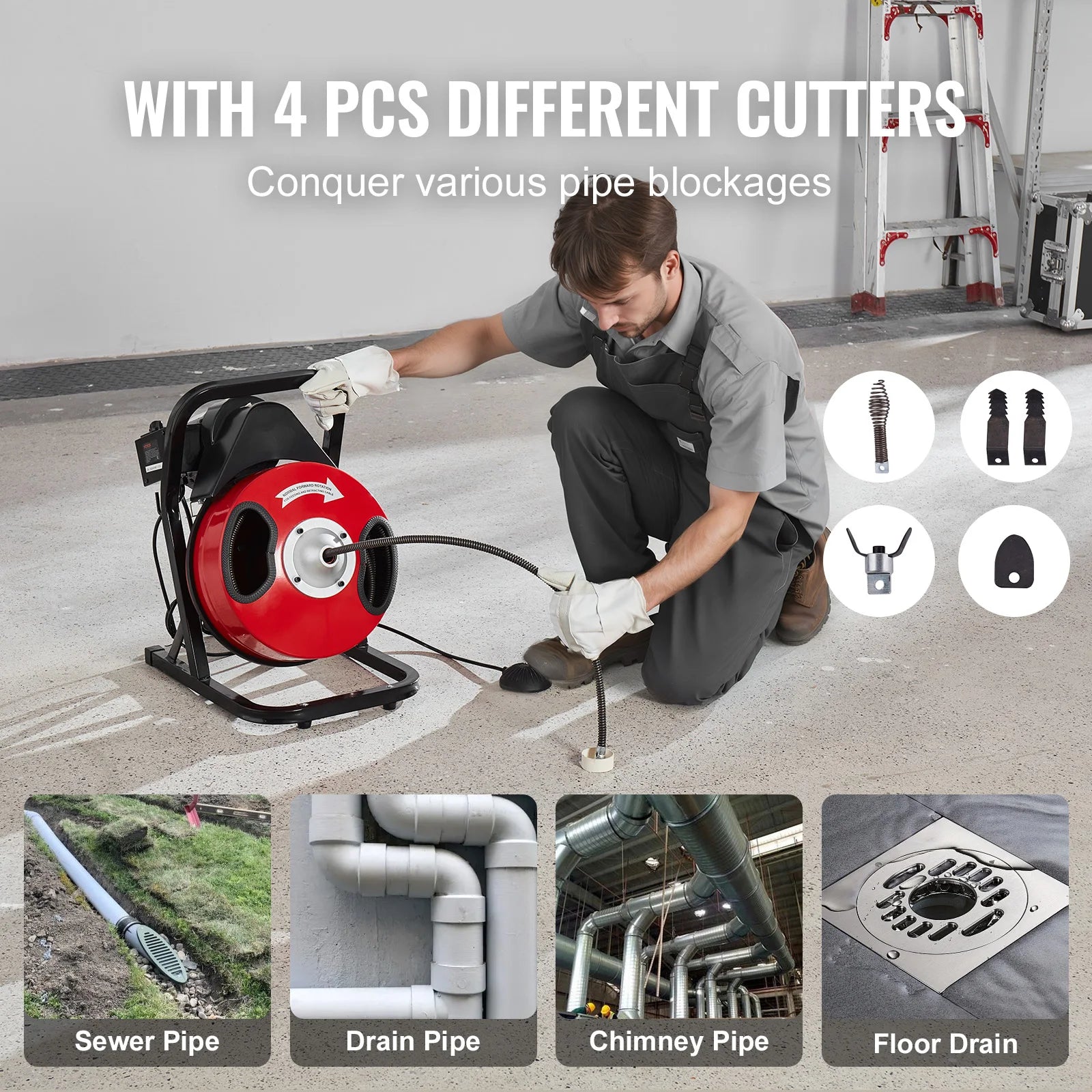 VEVOR Drain Cleaner Machine Cleaning Tool for Homeuse