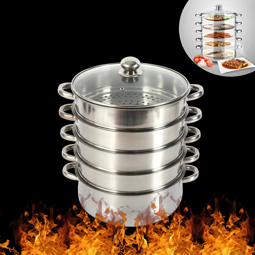 Multi-Function 5-Layer Stainless Steel Steamer for Cooking