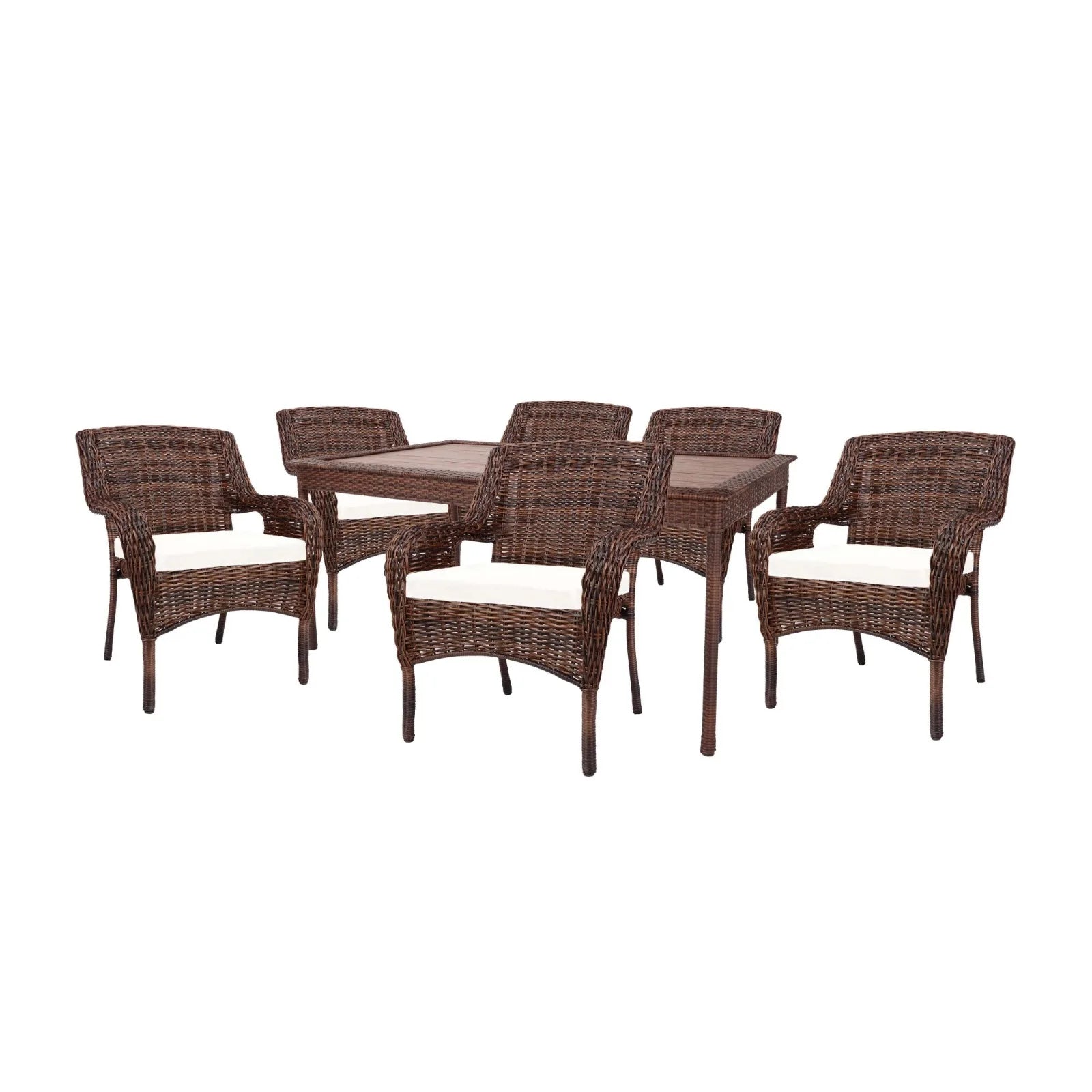Cambridge Brown Rectangular Resin Wicker Outdoor Dining Table