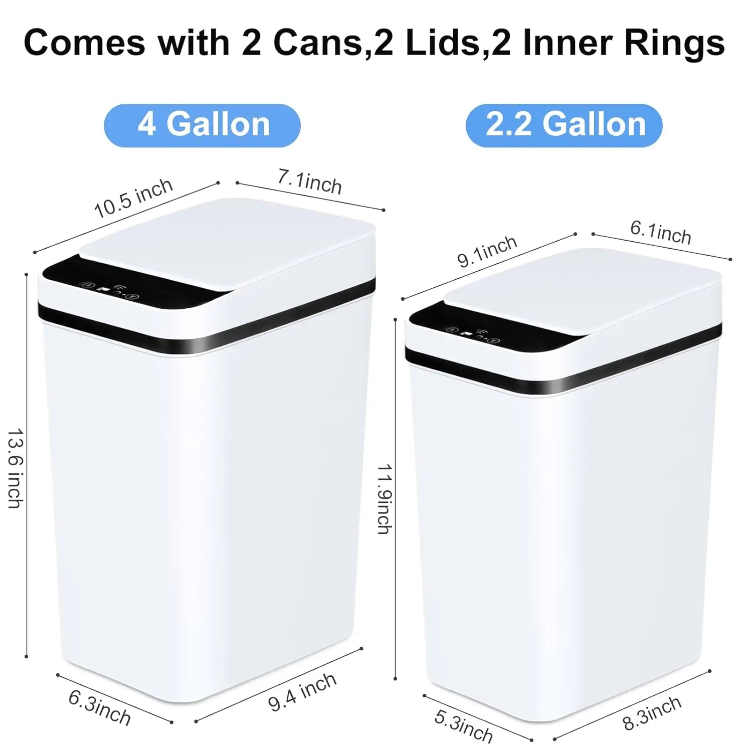 18L Bathroom Automatic Trash Can White