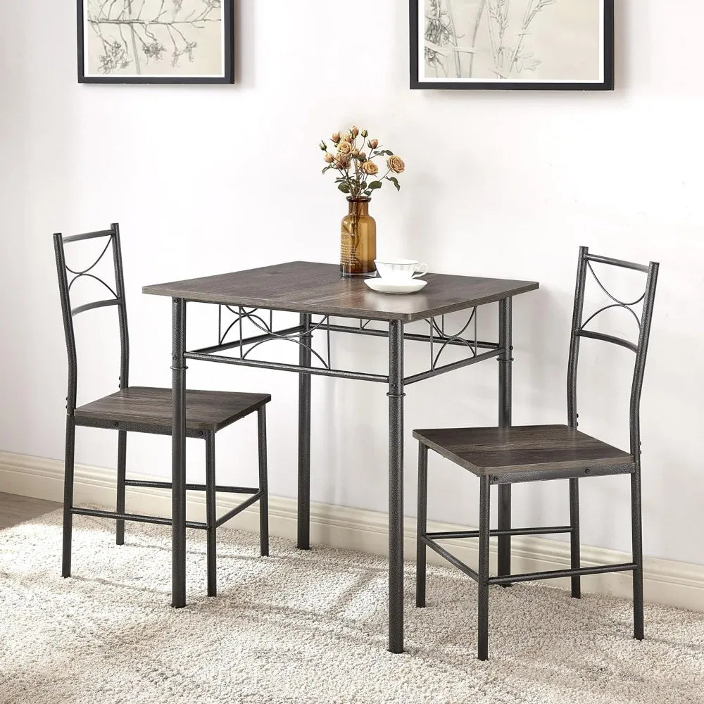 Metal and Wood Indoor Modern Square Dining Table