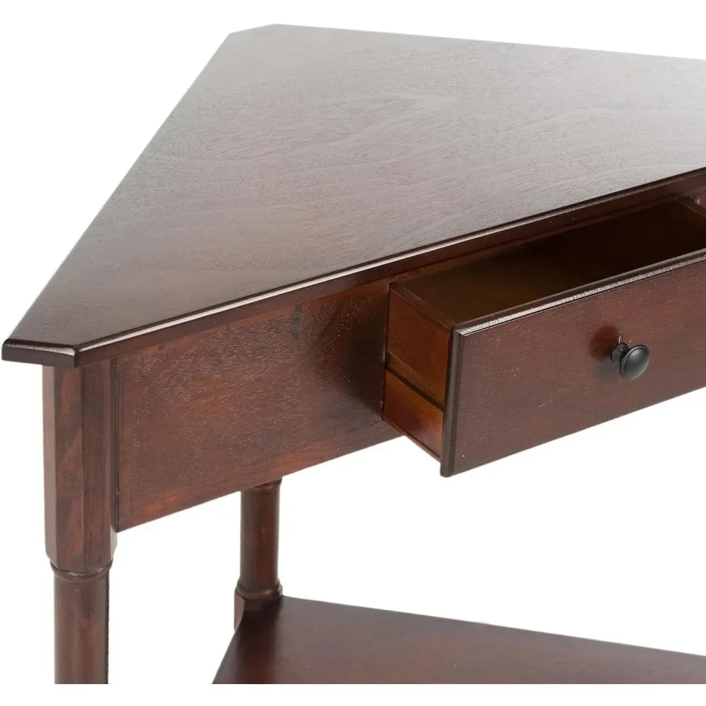 American Homes Collection Gomez Dark Cherry Corner Table
