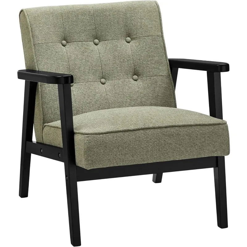 Modern Arm Chair with Solid Wood Armrests and Legs