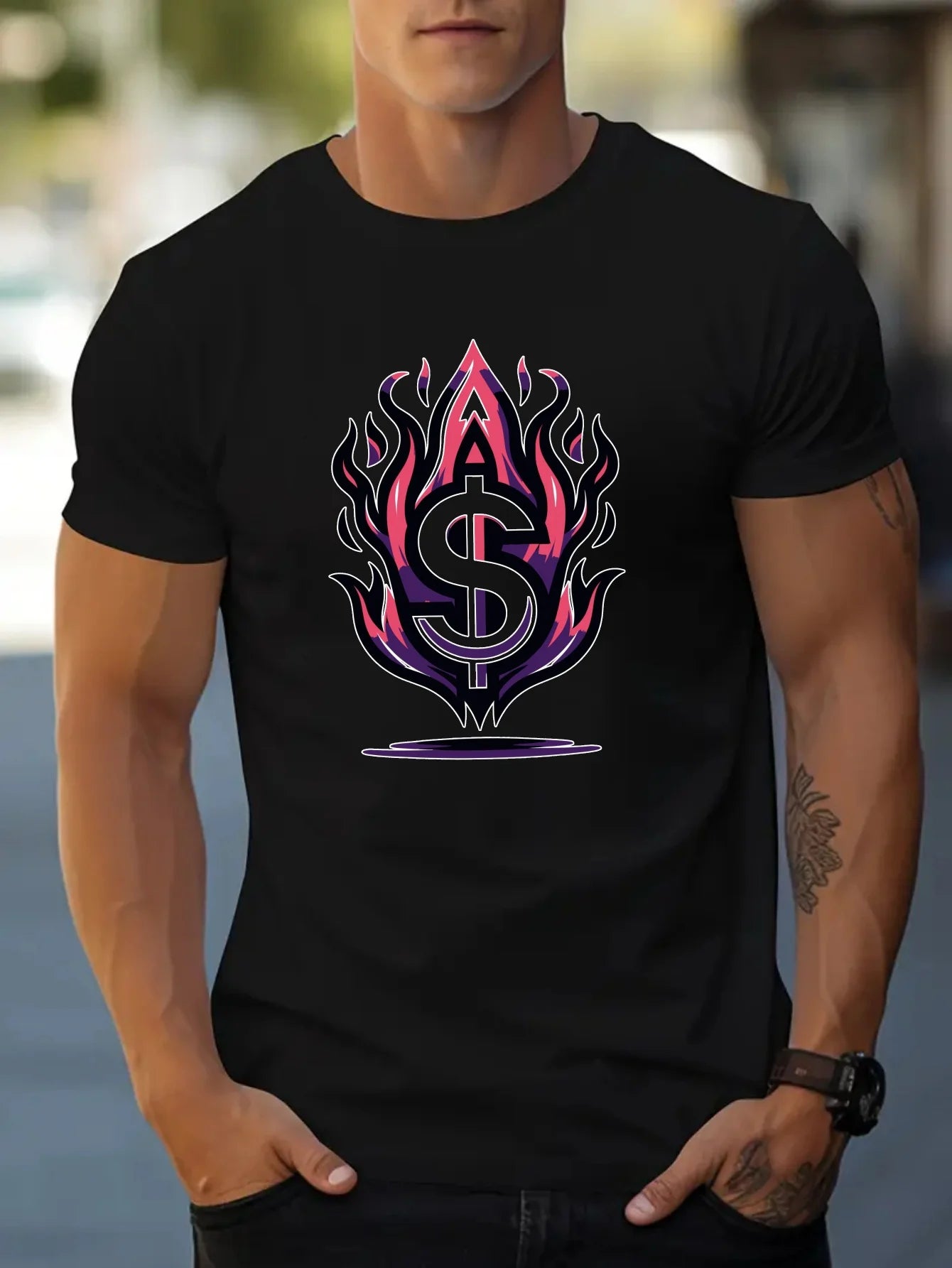 Fashion Print Cotton short-sleeved T-shirt American fashion