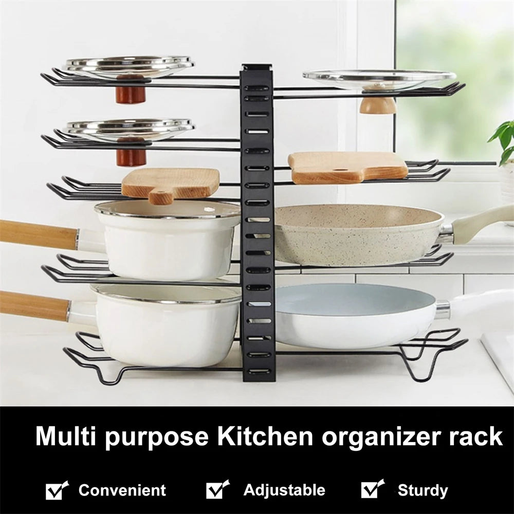 8 Tiers Pan Pot Organizer Rack Multi-layer
