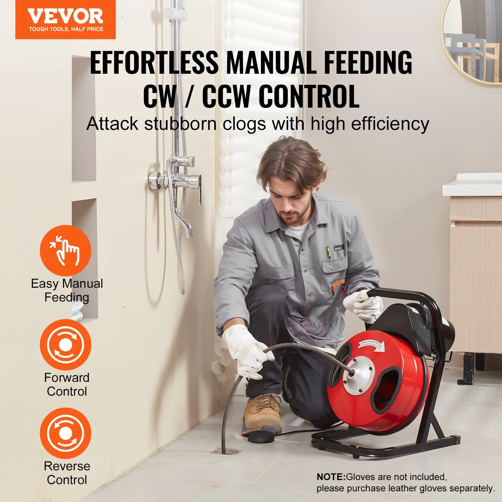 VEVOR Drain Cleaner Machine Cleaning Tool for Homeuse
