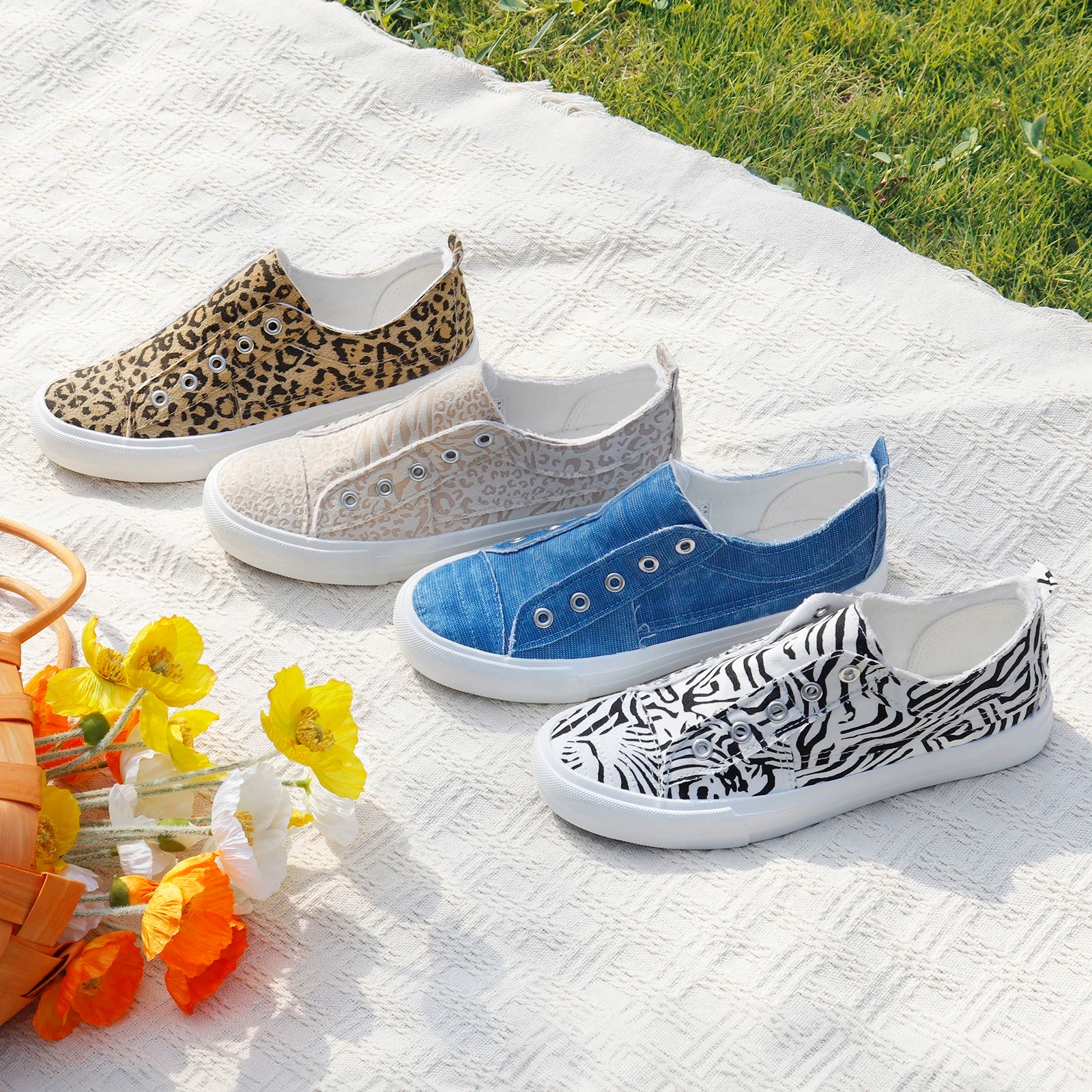 STQ Slip On Shoes Women Casual Canvas Sneakers