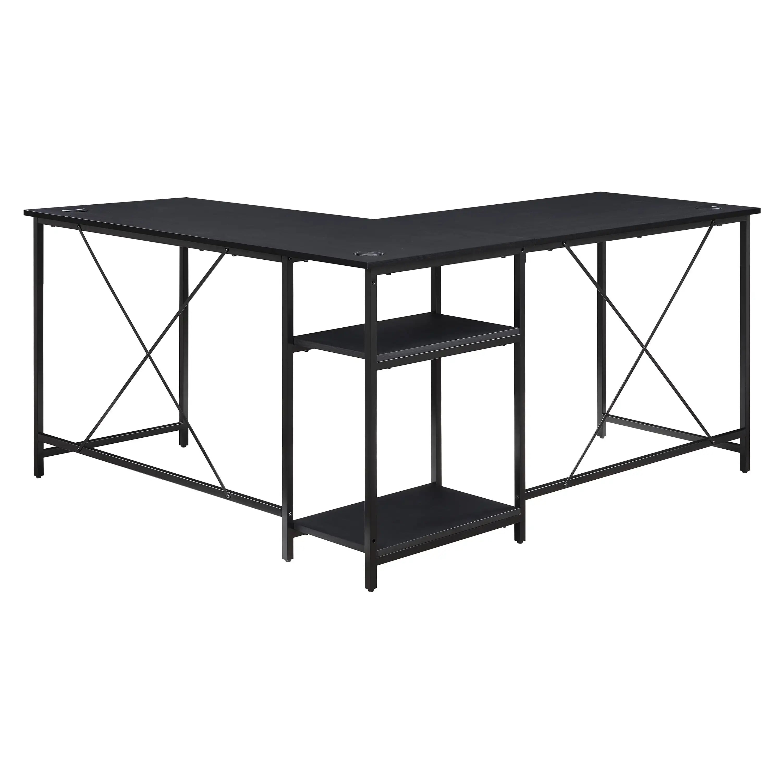 Two-Way Convertible Desk with Lower Storage Shelf