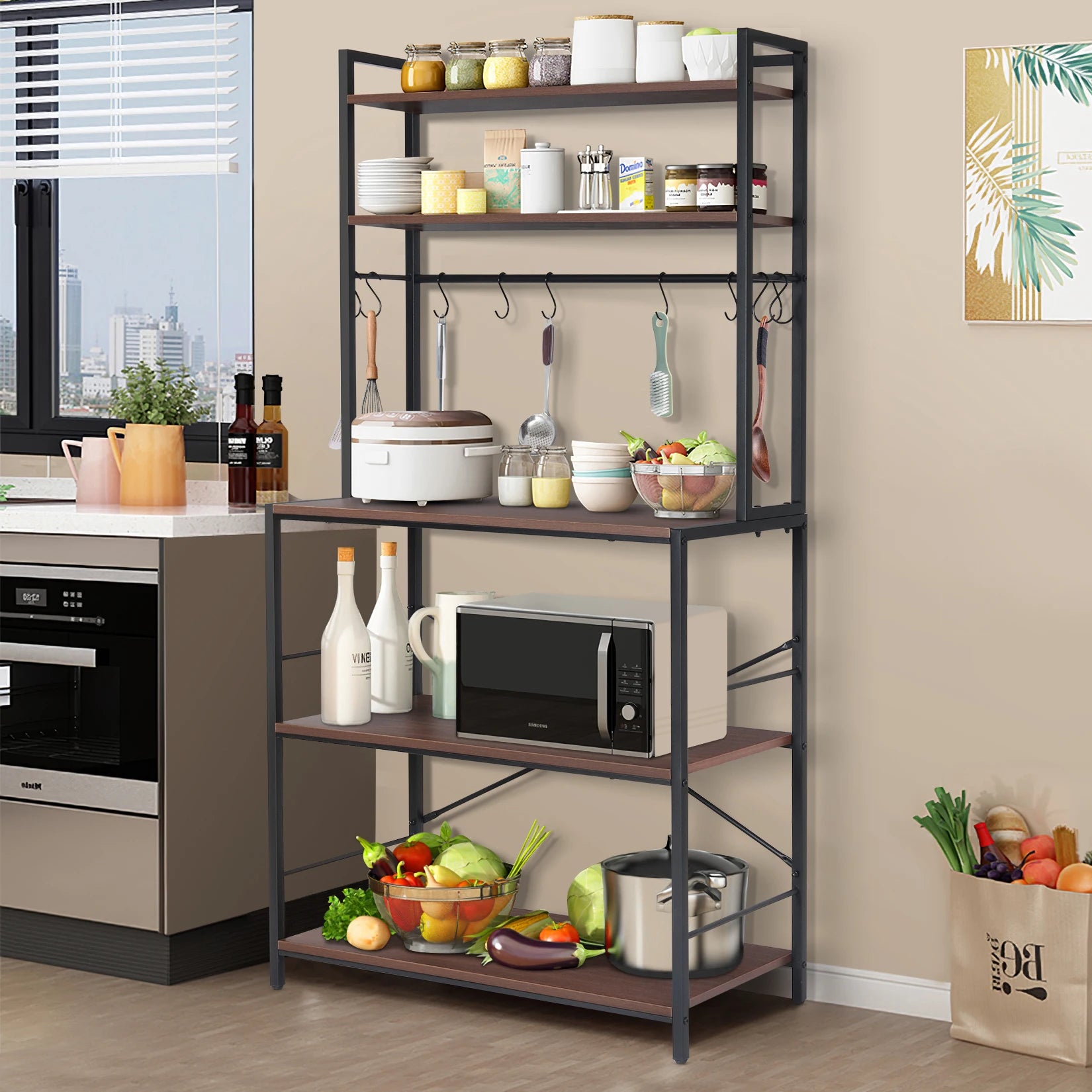 Kitchen Bakers Rack Industrial 5-Tier Microwave Oven Stand