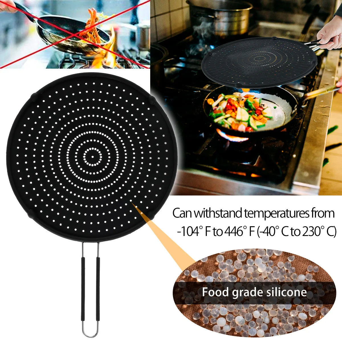 Handle Frying Oil Cooking Cover Kitchen Tools