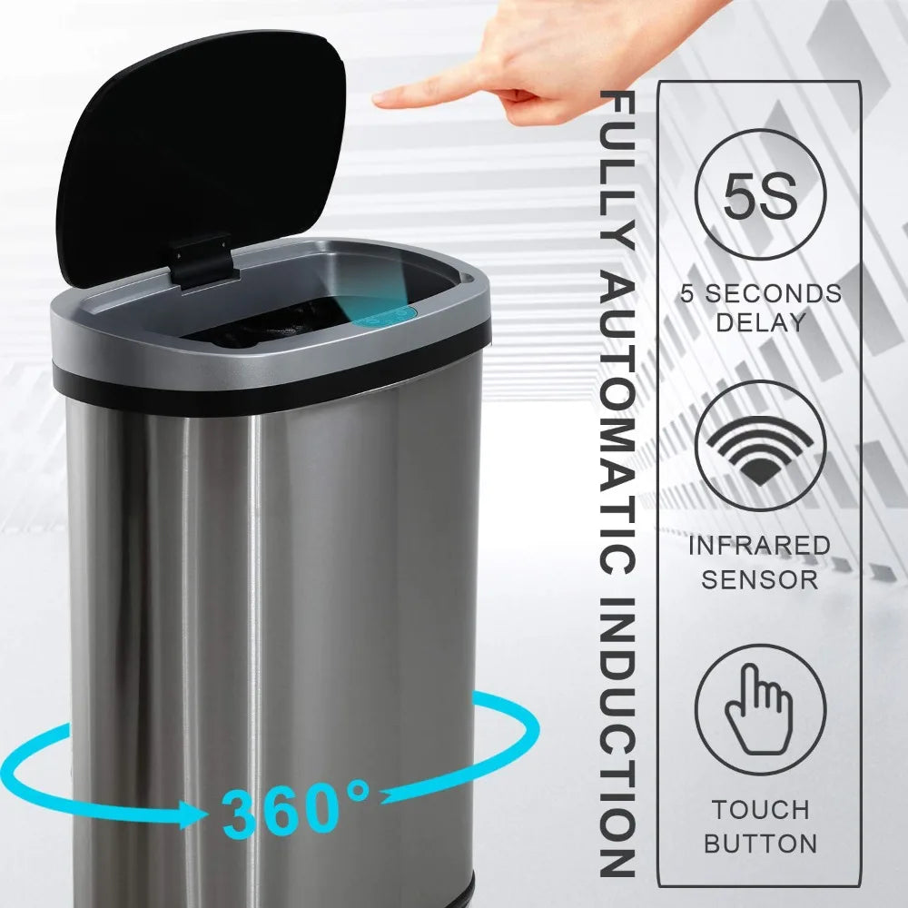 13 Gallon Automatic Metal Garbage Can