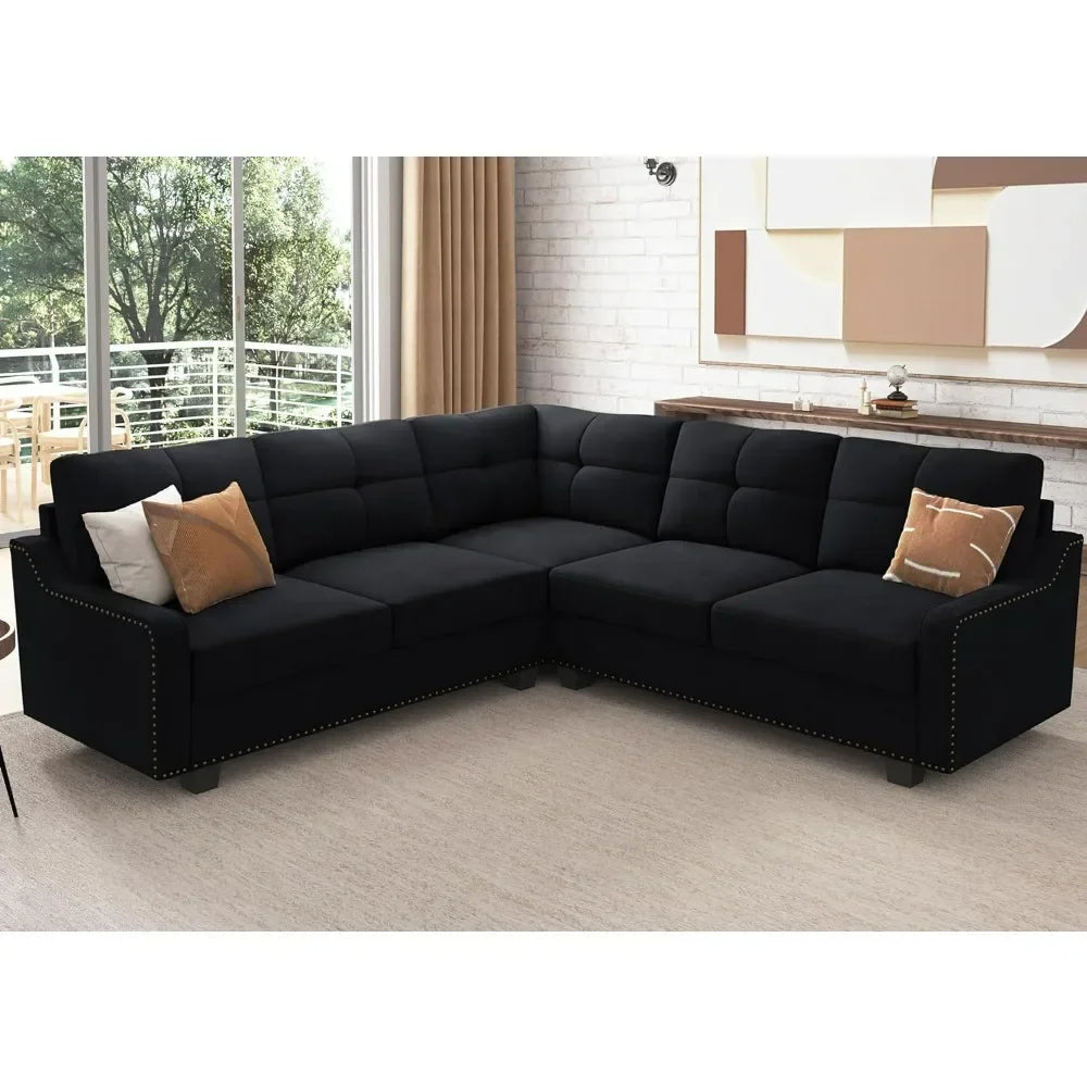 Living Room Convertible Sectional Sofa, L Shaped