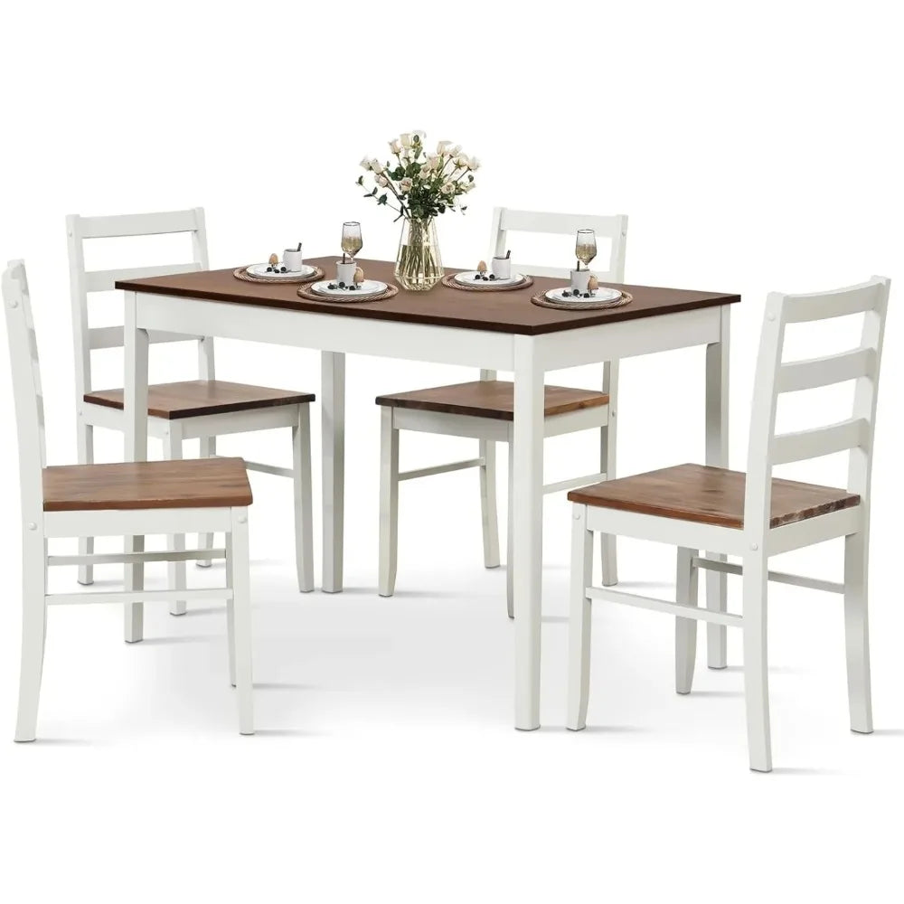 Dining Room Table Set for 4, Breakfast Nook with Kitchen Table, 4 Dining Chairs, , Kitchen Table Chairs Set of 4 (Brown)